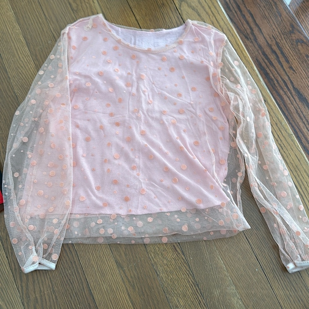Girls pink sheer overlay blouse 7